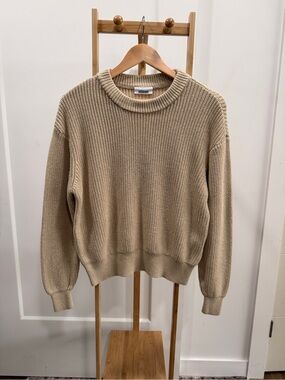 Minimum Beige Ribbed Crewneck Sweater